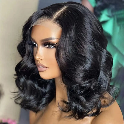 Short Body Wave Lace Wig – 100% Brazilian Remy Human Hair | 4x4 & 13x4 Lace Closure & Frontal, Glueless Fit